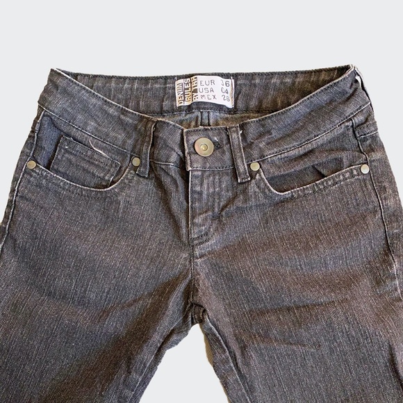 VINTAGE ZARA LOW CUT SKINNY JEANS DENIM RULES FADED BLACK ZIP DARK WASH - Picture 5 of 6